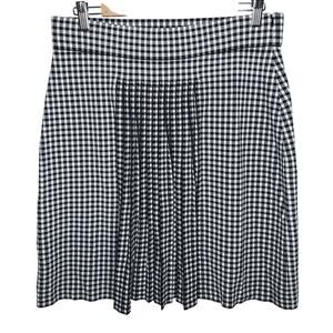 Akris Punto Gingham Plaid Pleated Skirt US 10 Career Fall Business Academia